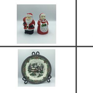 Christmas Lot - Christmas Plate - Salt and pepper Shakers